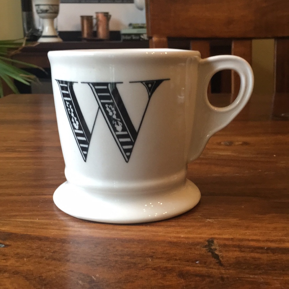 W Anthropologie Mug Monogram Letter Initial W Barber’s Cup Style